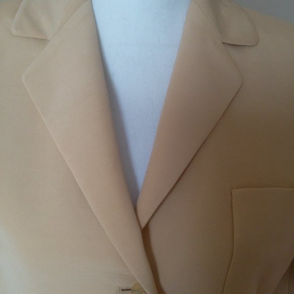 ELLEN TRACY Blazer Single Breasted Jacket Light Yellow Size Petite 12 - Picture 2 of 10